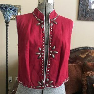 DOUBLE D RANCH WEAR Vintage Western Studded Red Vest